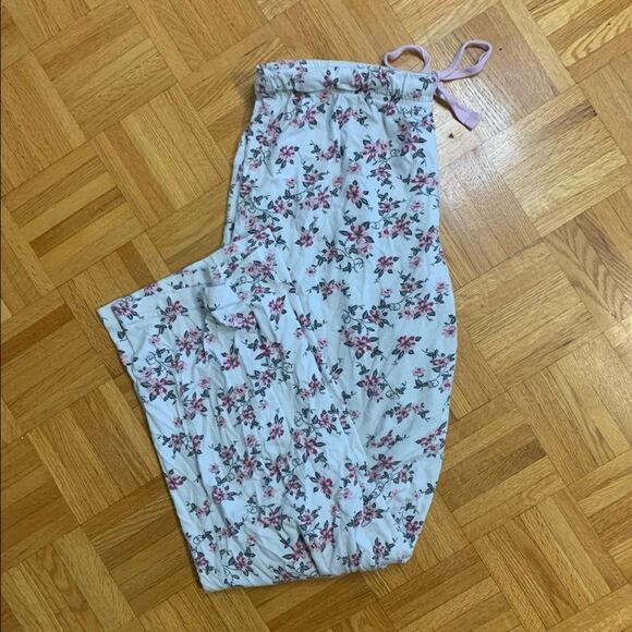 George Jersey Pajama Pant Pink Rose Print Size Medium - Picture 1 of 4